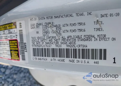 2020 Toyota Tacoma Sr z USA, uszkodzony, nr VIN 5TFRX5GN7LX176167